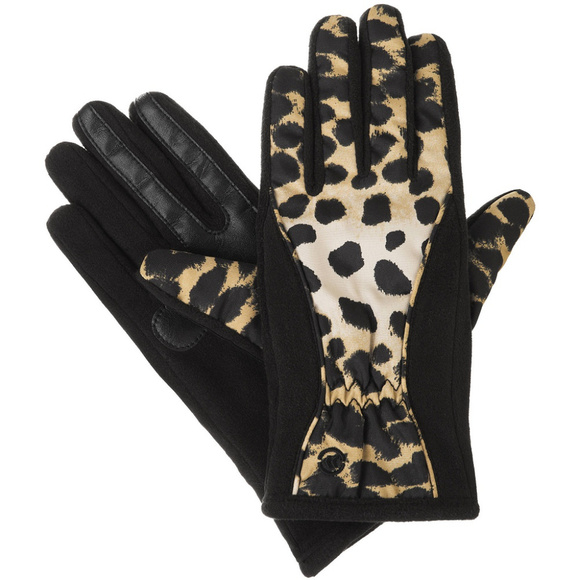 ISOTONER Black Leopard Matrix Fleece Nylon smarTouch THERMAflex Gloves M L - Picture 1 of 1